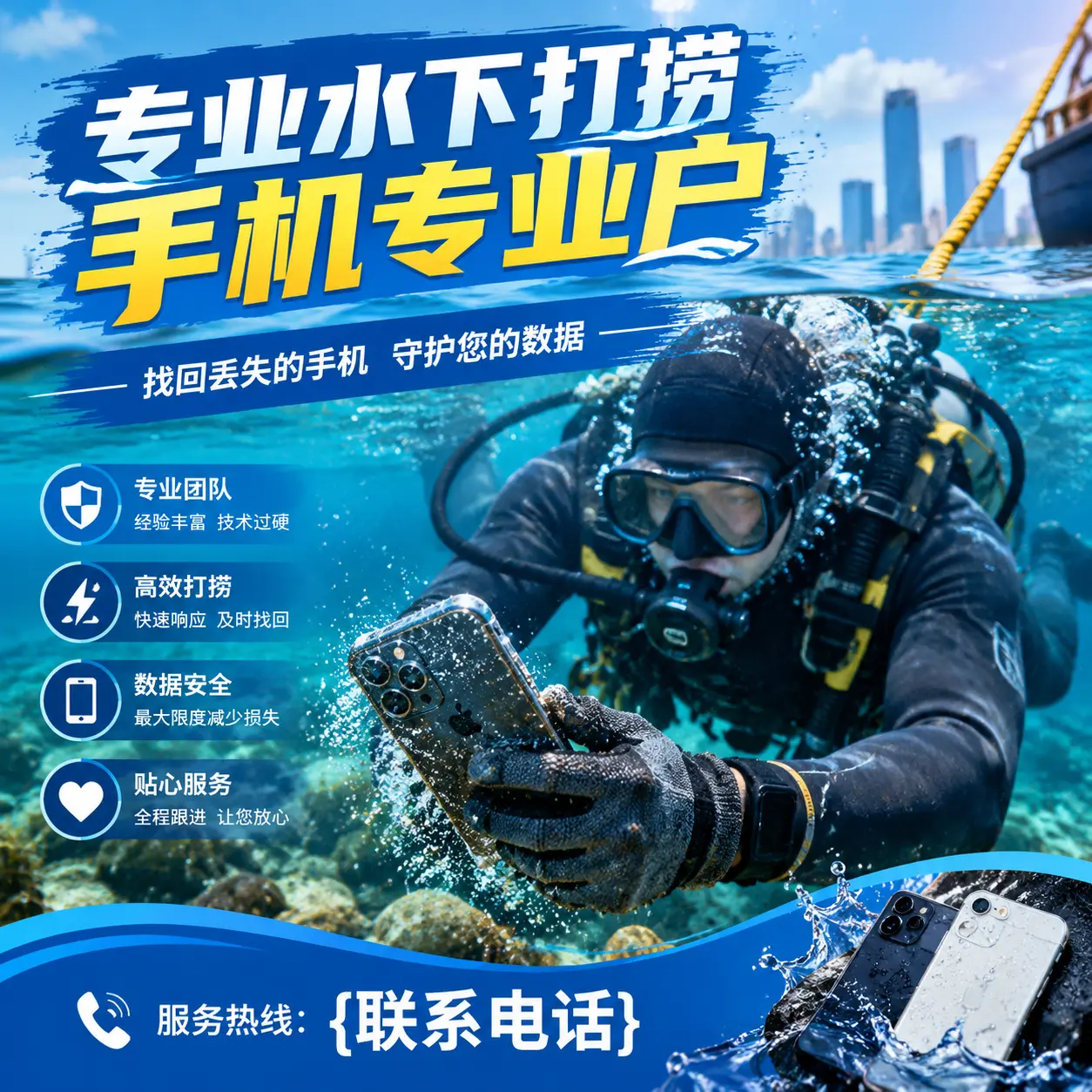 抚宁专业水下打捞手机专业户