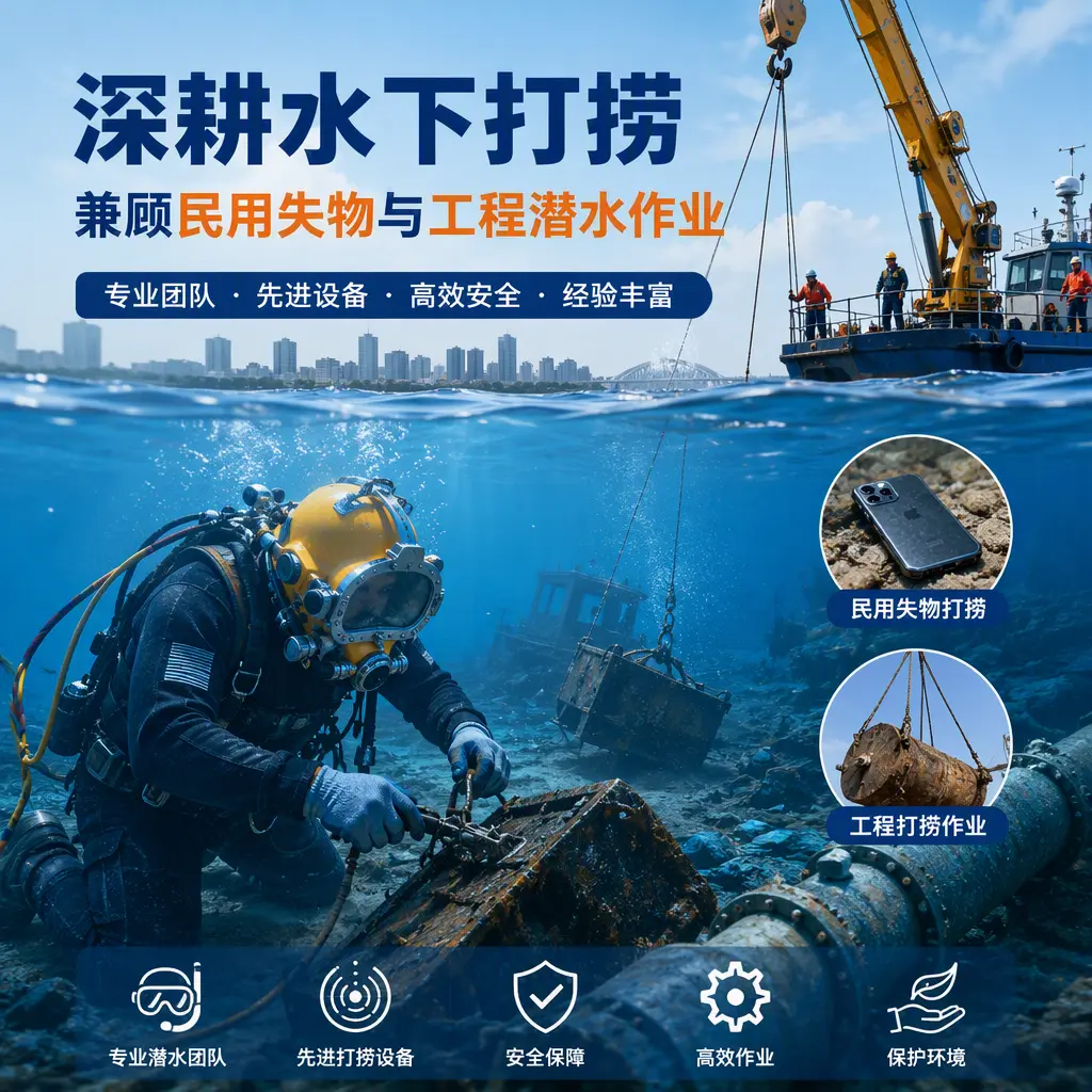 深耕水下打捞，兼顾民用失物与工程潜水作业抚宁