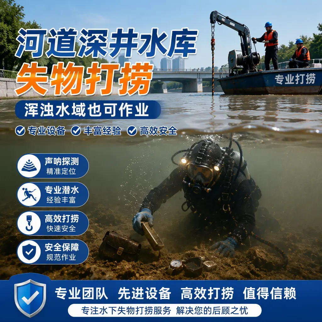 河道深井水库失物打捞，浑浊水域也可作业抚宁
